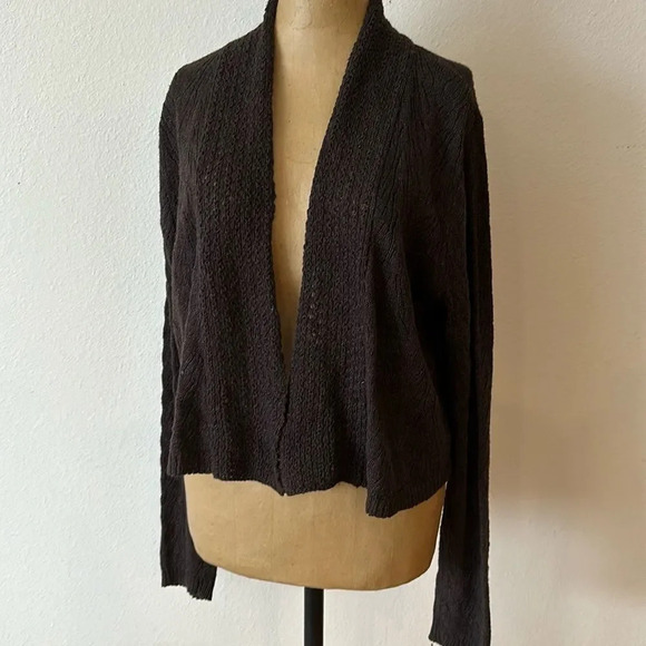 Eileen Fisher XL brown knit cardigan open front beautiful weave great condition - Picture 1 of 8